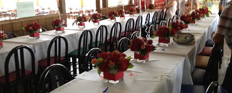 The Cadillac Ranch main room set for a private banquet