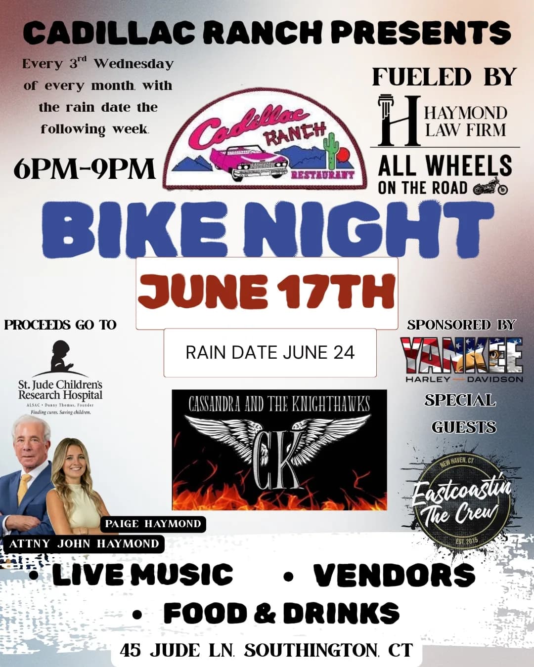Cadillac Ranch Bike Night, June 17, 2026 event poster